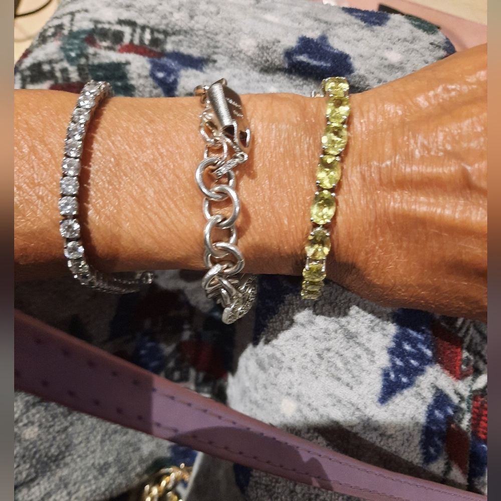 GENUINE STERLING SILVER BELLALUCE PERIDOT AUGUST Birthstone OVAL TENNIS BRACELET